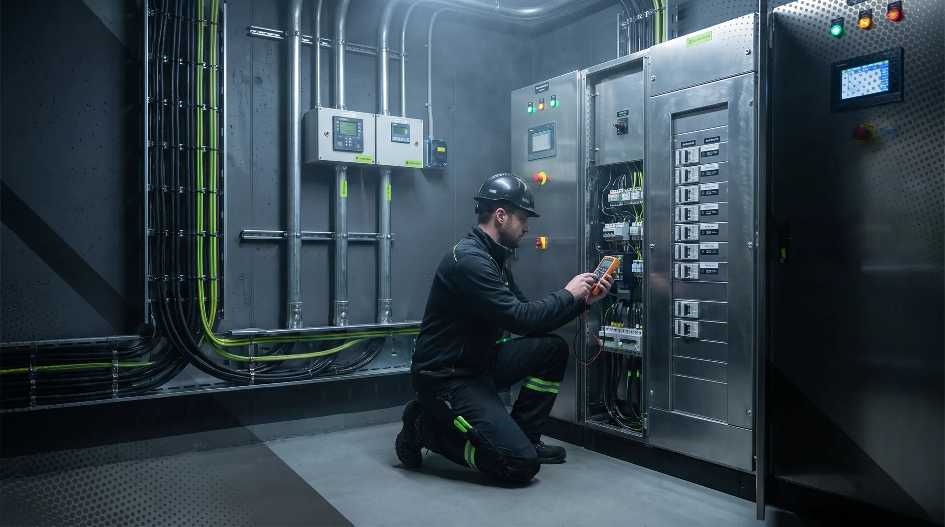 Commercial electrical room maintained by Knight Electrical WA